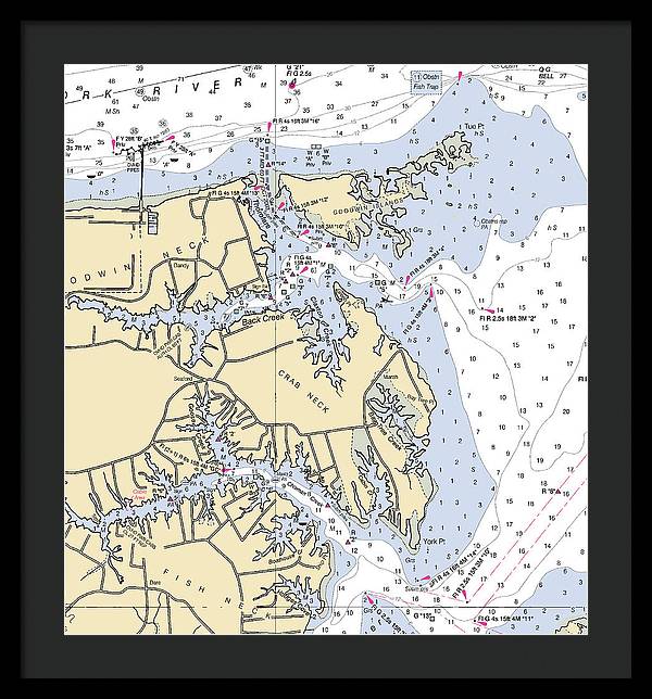 Crab Neck-virginia Nautical Chart - Framed Print