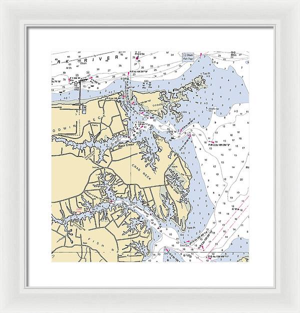 Crab Neck-virginia Nautical Chart - Framed Print