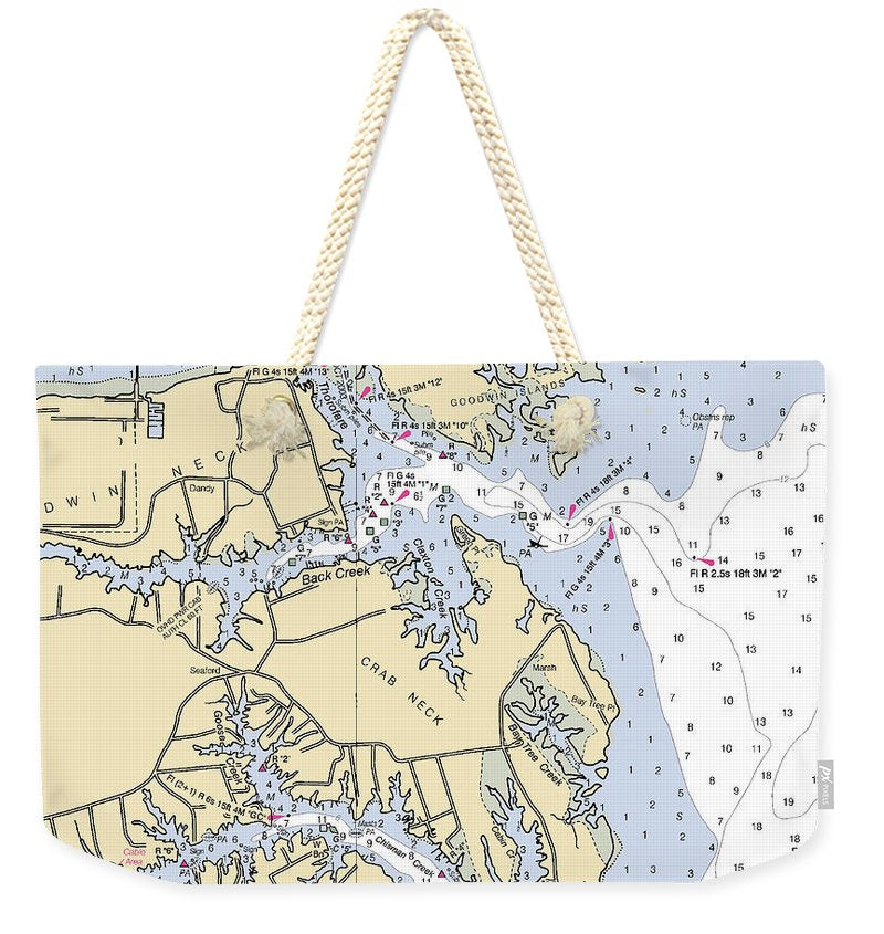 Crab Neck-virginia Nautical Chart - Weekender Tote Bag