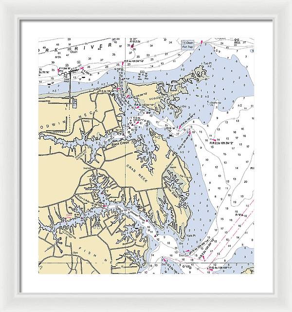 Crab Neck-virginia Nautical Chart - Framed Print