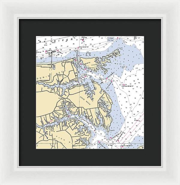 Crab Neck-virginia Nautical Chart - Framed Print