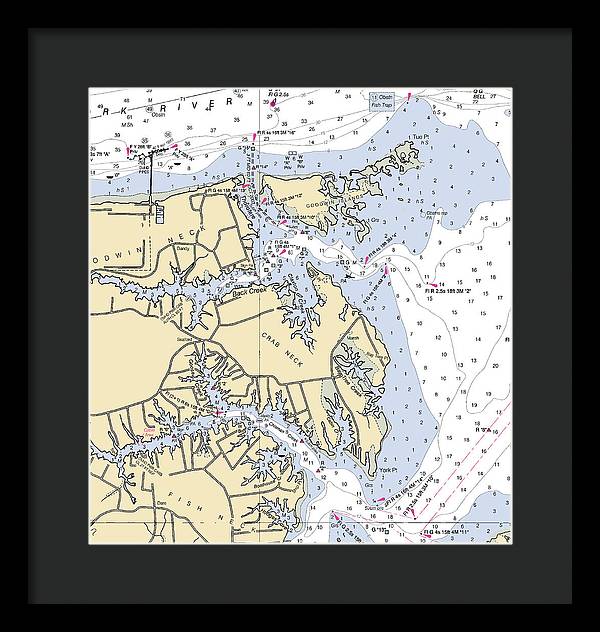 Crab Neck-virginia Nautical Chart - Framed Print