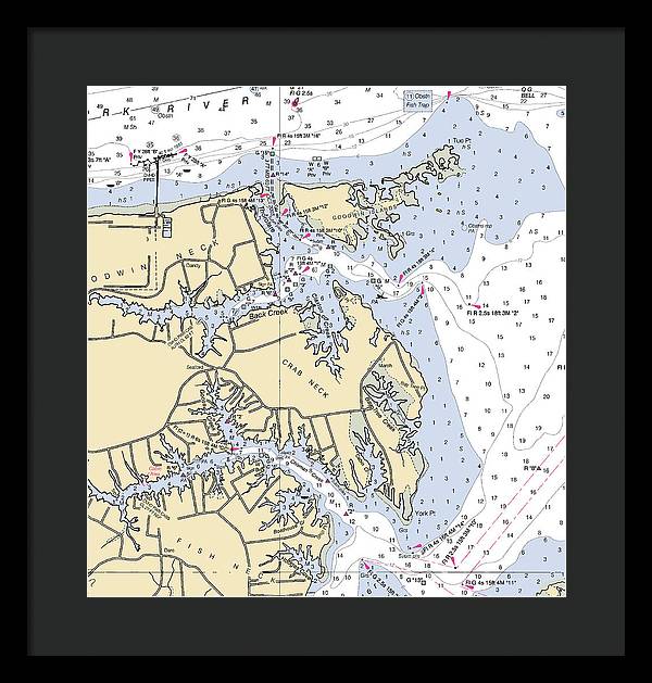 Crab Neck-virginia Nautical Chart - Framed Print