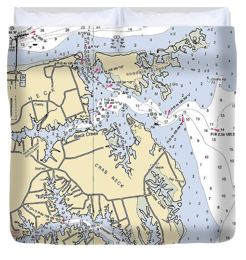 Crab Neck Virginia Nautical Chart Duvet Cover