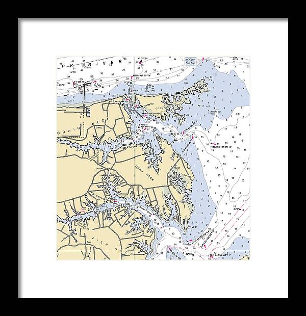 Crab Neck-virginia Nautical Chart - Framed Print