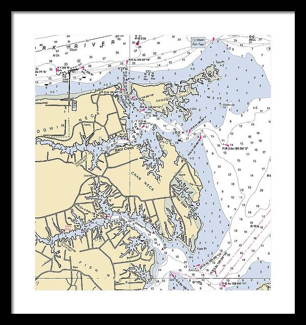 Crab Neck-virginia Nautical Chart - Framed Print