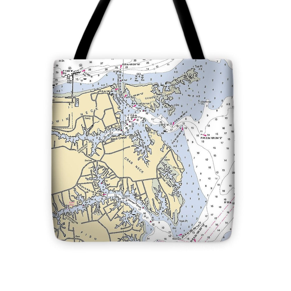 Crab Neck-virginia Nautical Chart - Tote Bag