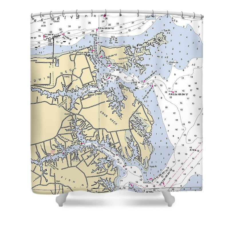 Crab Neck Virginia Nautical Chart Shower Curtain