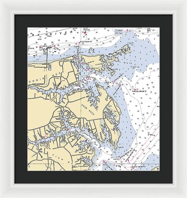 Crab Neck-virginia Nautical Chart - Framed Print