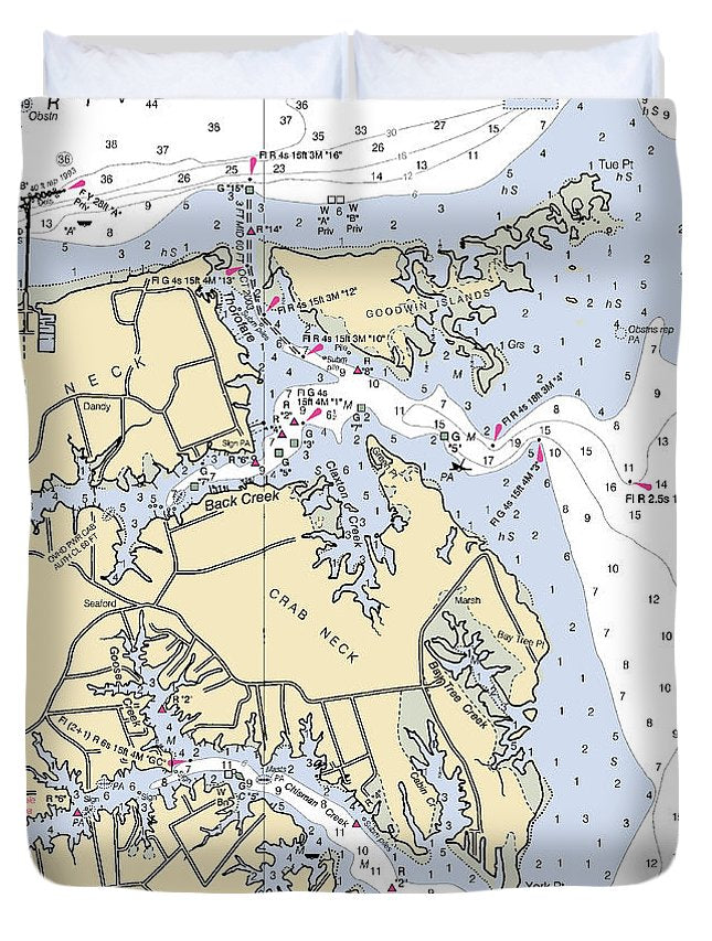 Crab Neck-virginia Nautical Chart - Duvet Cover