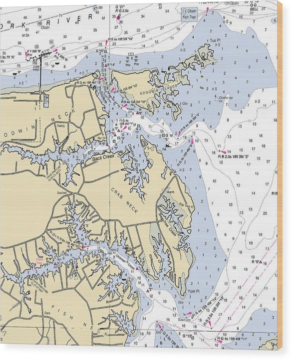 Crab Neck-Virginia Nautical Chart Wood Print