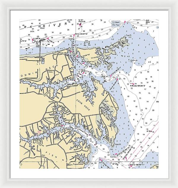 Crab Neck-virginia Nautical Chart - Framed Print