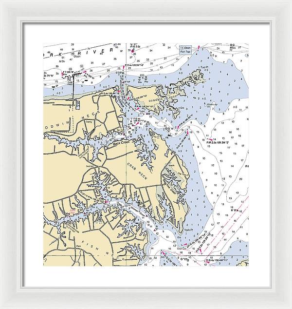 Crab Neck-virginia Nautical Chart - Framed Print