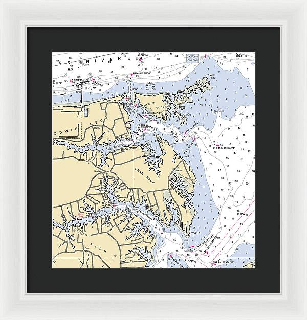 Crab Neck-virginia Nautical Chart - Framed Print