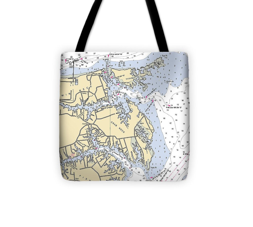 Crab Neck Virginia Nautical Chart Tote Bag