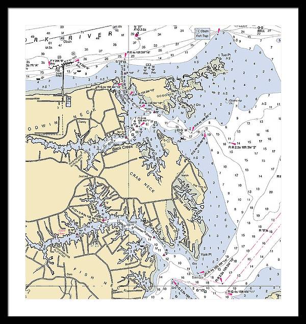 Crab Neck-virginia Nautical Chart - Framed Print