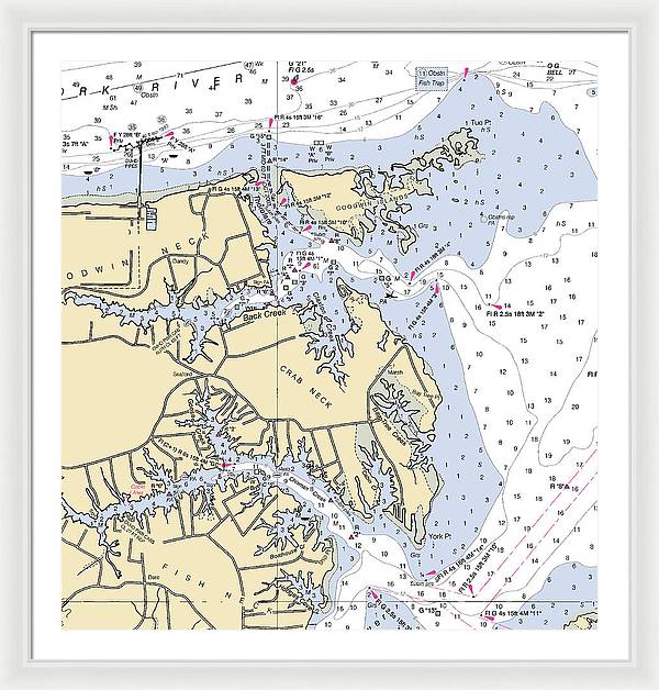 Crab Neck-virginia Nautical Chart - Framed Print