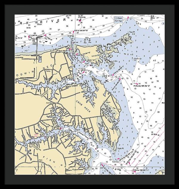 Crab Neck-virginia Nautical Chart - Framed Print