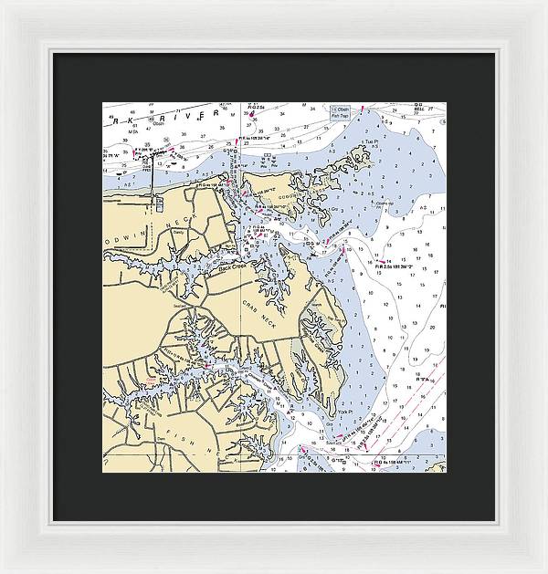 Crab Neck-virginia Nautical Chart - Framed Print