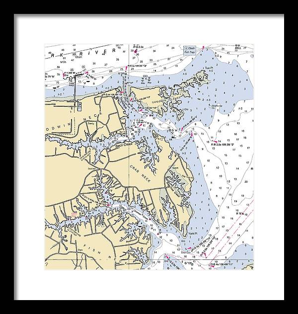 Crab Neck-virginia Nautical Chart - Framed Print