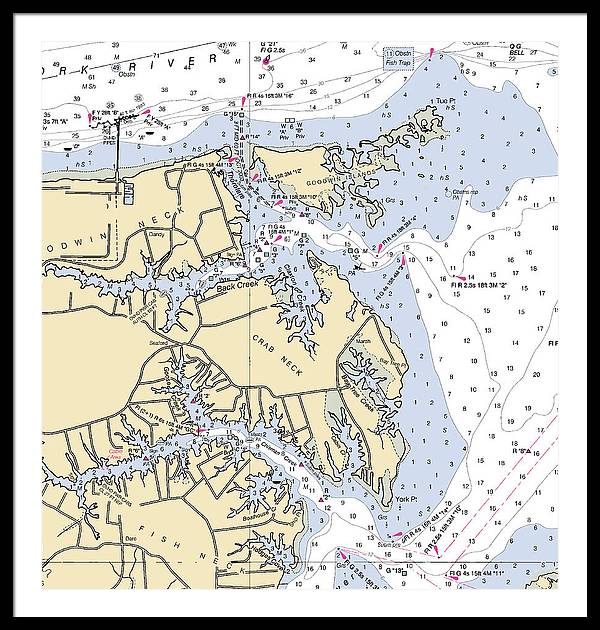 Crab Neck-virginia Nautical Chart - Framed Print