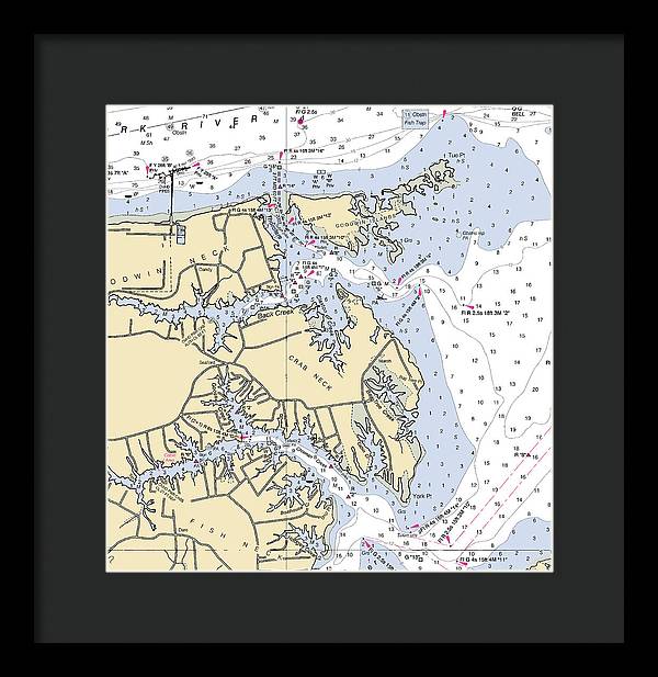 Crab Neck-virginia Nautical Chart - Framed Print