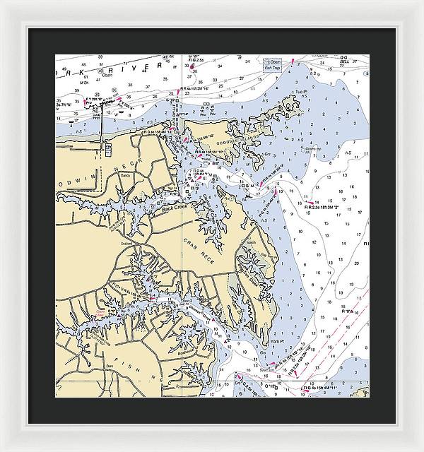 Crab Neck-virginia Nautical Chart - Framed Print