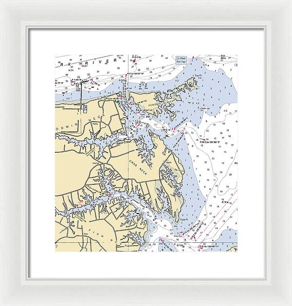 Crab Neck-virginia Nautical Chart - Framed Print