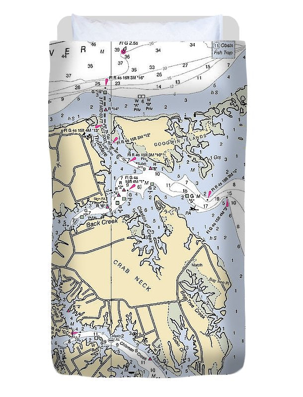 Crab Neck-virginia Nautical Chart - Duvet Cover