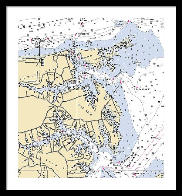 Crab Neck-virginia Nautical Chart - Framed Print