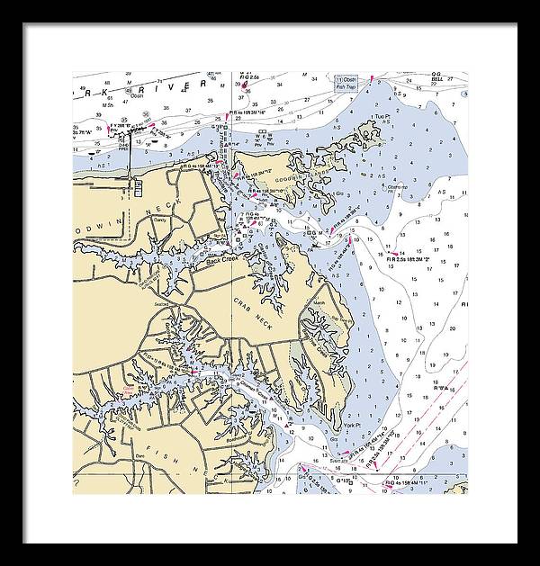 Crab Neck-virginia Nautical Chart - Framed Print