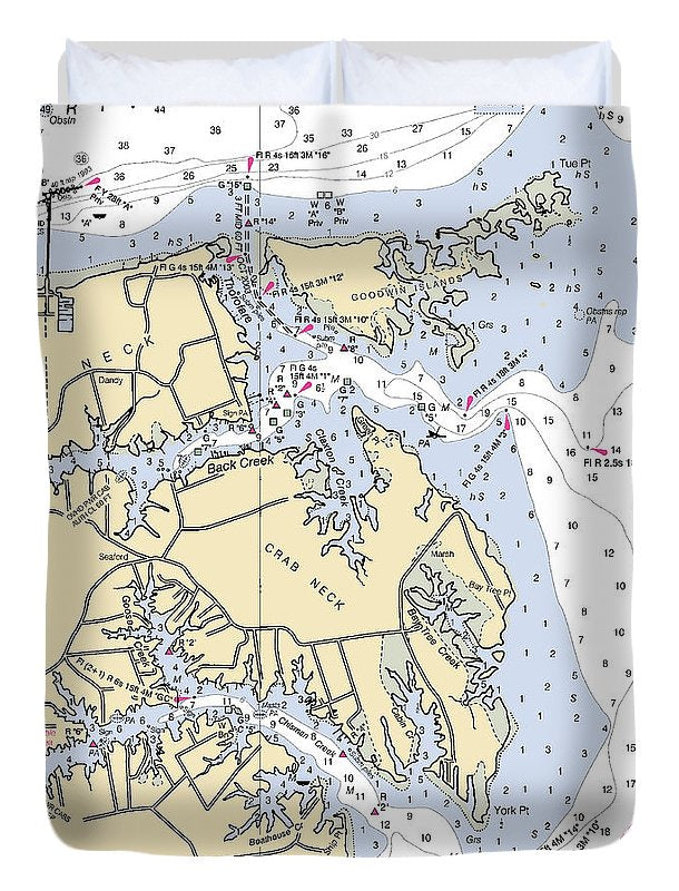 Crab Neck-virginia Nautical Chart - Duvet Cover