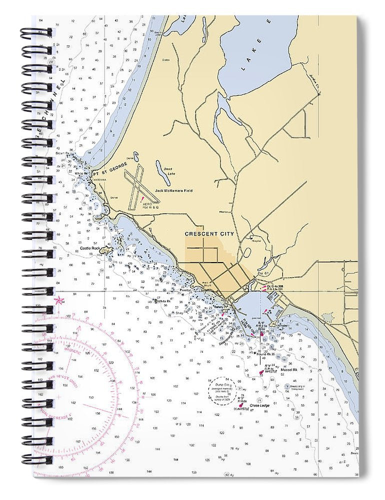 Crescent City  California Nautical Chart _V6 Spiral Notebook