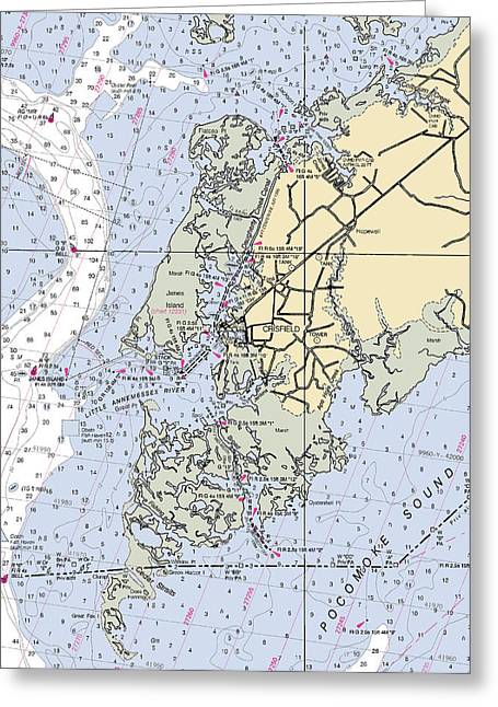 Crisfield Point-maryland Nautical Chart - Greeting Card