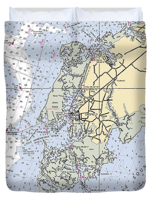 Crisfield Point-maryland Nautical Chart - Duvet Cover