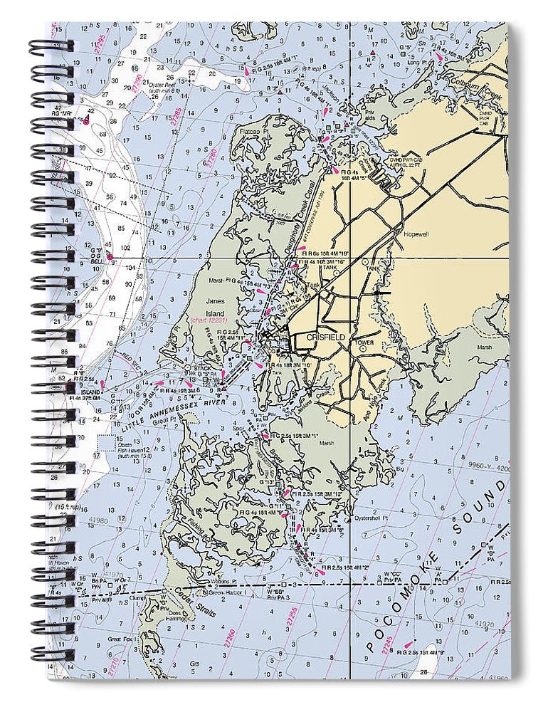 Crisfield Point Maryland Nautical Chart Spiral Notebook