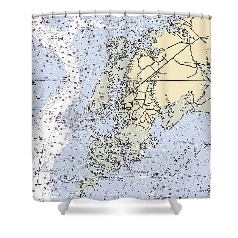 Crisfield Point Maryland Nautical Chart Shower Curtain