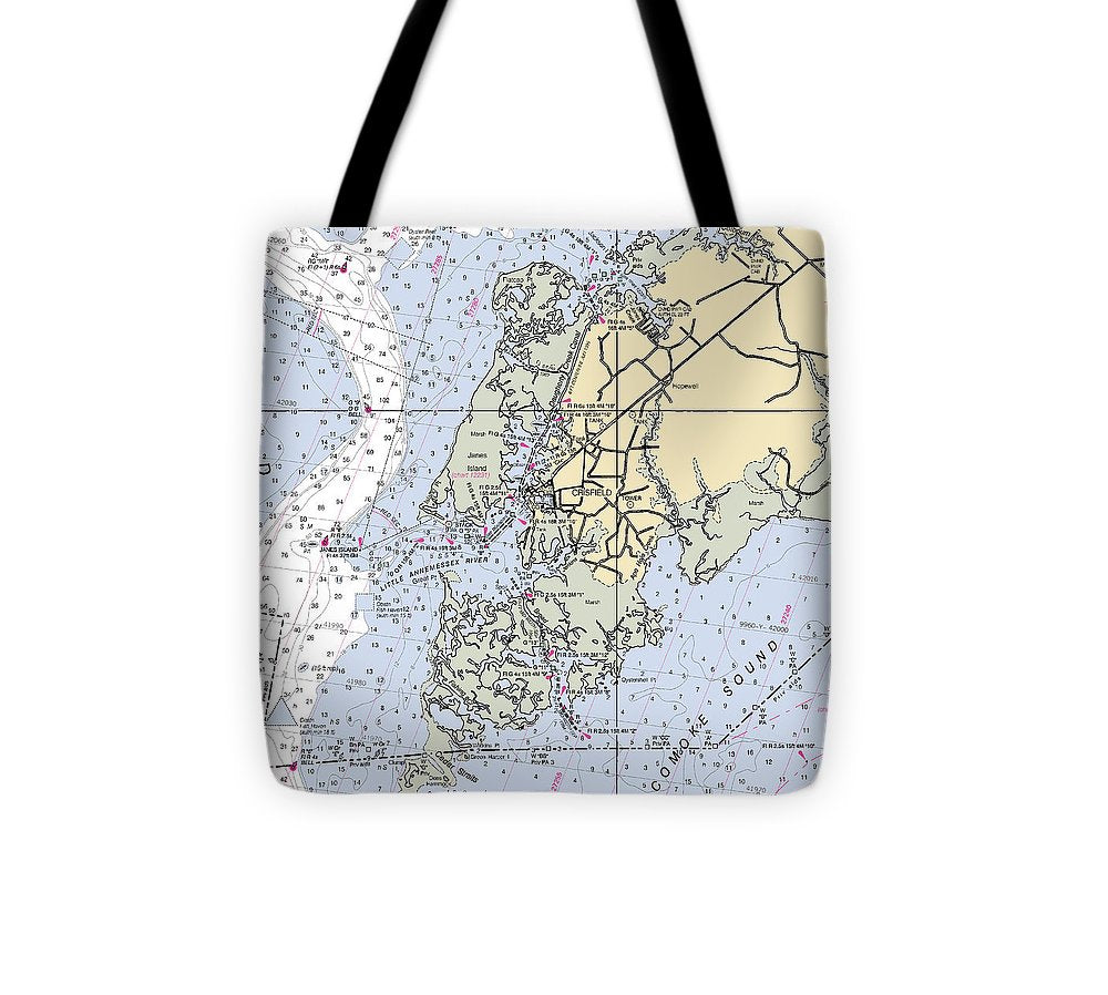 Crisfield Point Maryland Nautical Chart Tote Bag