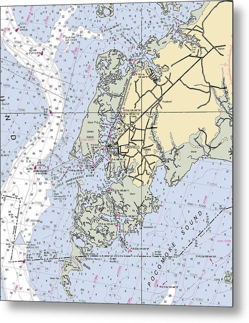 A beuatiful Metal Print of the Crisfield Point-Maryland Nautical Chart - Metal Print by SeaKoast.  100% Guarenteed!