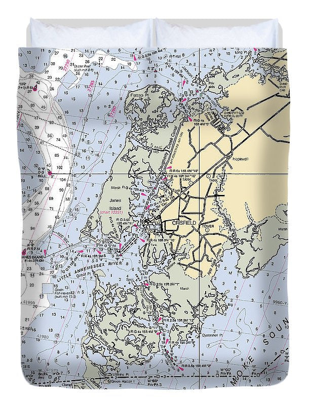 Crisfield Point-maryland Nautical Chart - Duvet Cover