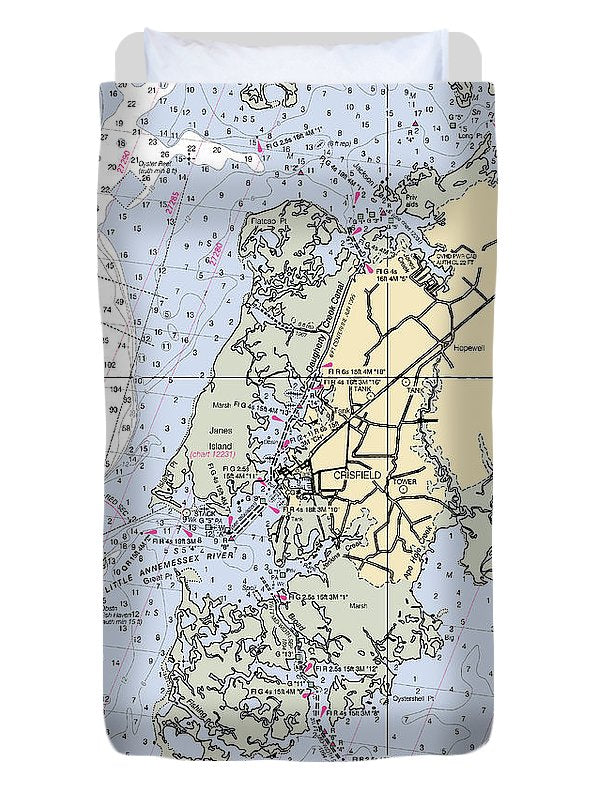 Crisfield Point-maryland Nautical Chart - Duvet Cover