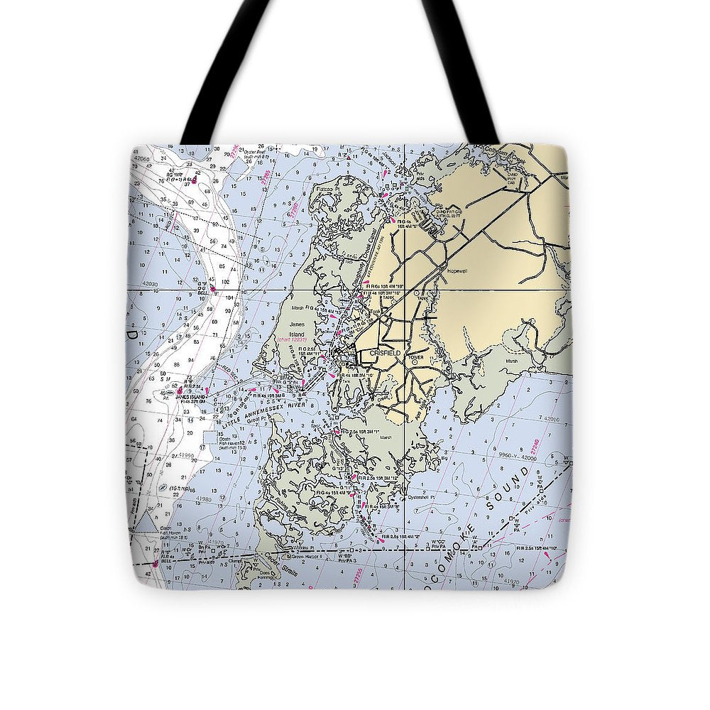 Crisfield Point-maryland Nautical Chart - Tote Bag