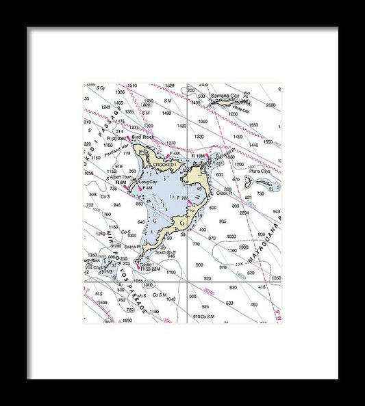 Crooked Island Bahamas Nautical Chart - Framed Print