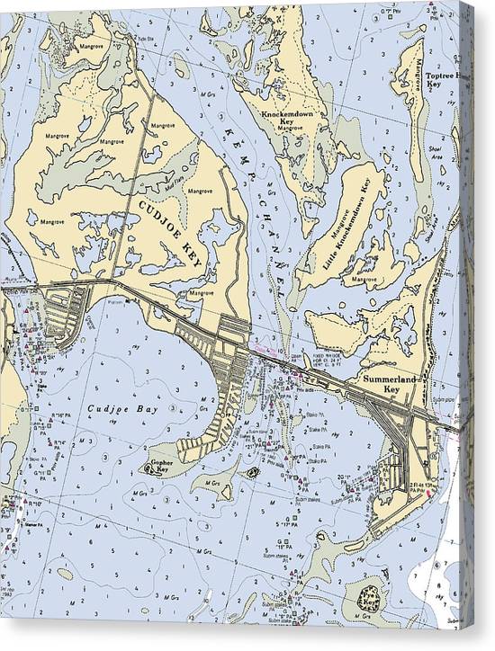 Cudjoe Summerland Keys-Florida Nautical Chart Canvas Print