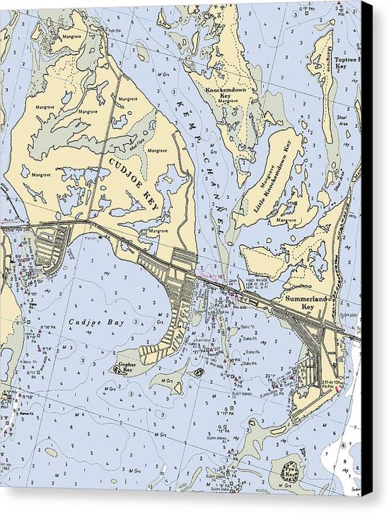 Cudjoe Summerland Keys-florida Nautical Chart - Canvas Print