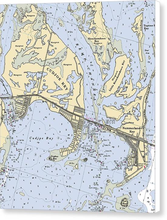 Cudjoe Summerland Keys-florida Nautical Chart - Canvas Print