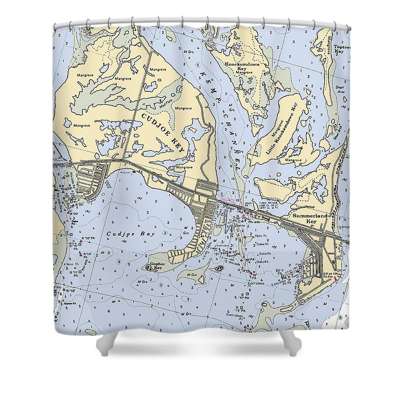 Cudjoe Summerland Keys Florida Nautical Chart Shower Curtain