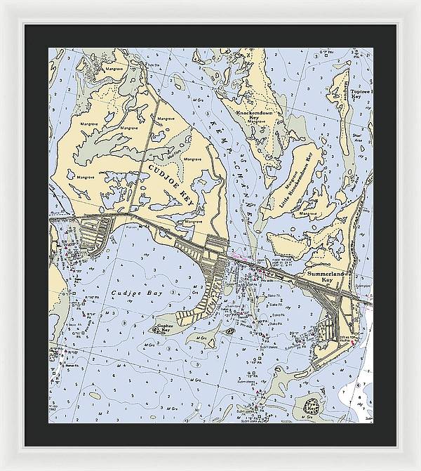 Cudjoe Summerland Keys-florida Nautical Chart - Framed Print