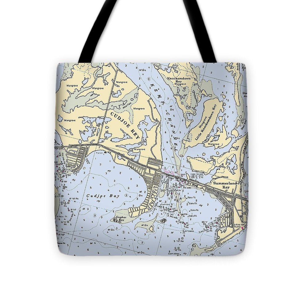 Cudjoe Summerland Keys-florida Nautical Chart - Tote Bag