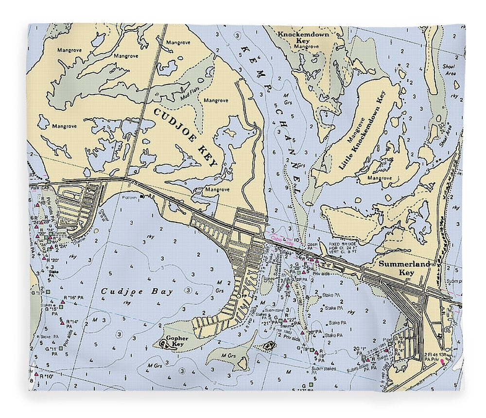 Cudjoe Summerland Keys Florida Nautical Chart Blanket